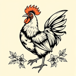 Neo-Traditional Rooster Tattoo