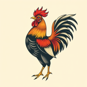 Neo-Traditional Rooster Tattoo