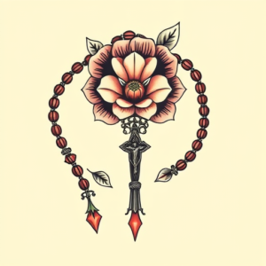 Neo-Traditional Rosary Tattoo
