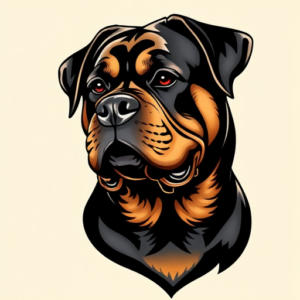 Neo-Traditional Rottweiler Tattoo