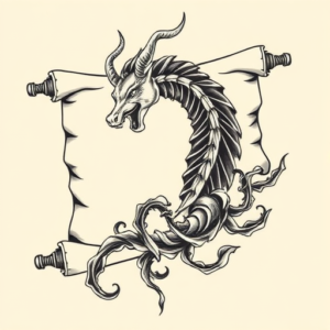 Neo-Traditional Scroll Tattoo