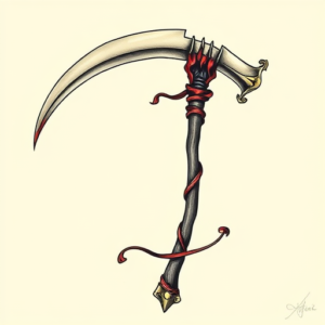 Neo-Traditional Scythe Tattoo