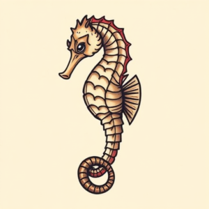 Neo-Traditional Seahorse Tattoo