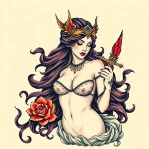 Neo-Traditional Siren Tattoo