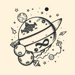 Neo-Traditional Space Tattoo