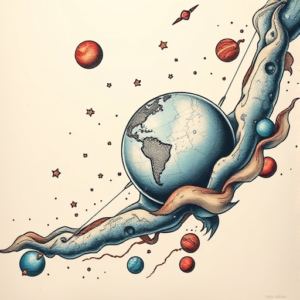 Neo-Traditional Space Tattoo