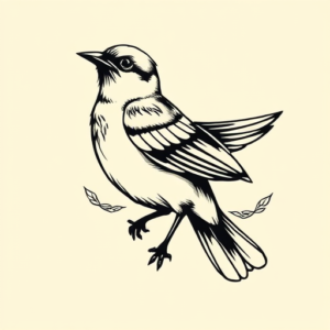 Neo-Traditional Sparrow Tattoo