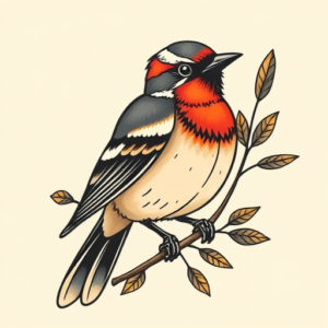 Neo-Traditional Sparrow Tattoo