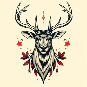 Neo-Traditional Stag Tattoo