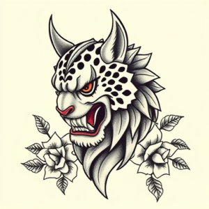 Neo-Traditional Stamp Tattoo