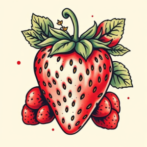 Neo-Traditional Strawberry Tattoo