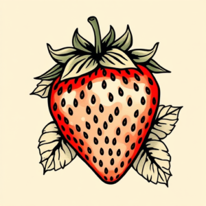 Neo-Traditional Strawberry Tattoo