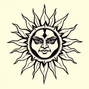 Neo-Traditional Sun Tattoo