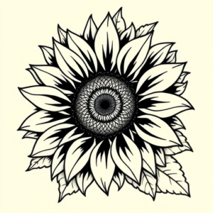 Neo-Traditional Sunflower Tattoo