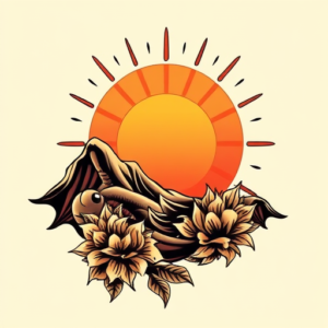 Neo-Traditional Sunrise Tattoo