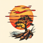 Neo-Traditional Sunset Tattoo