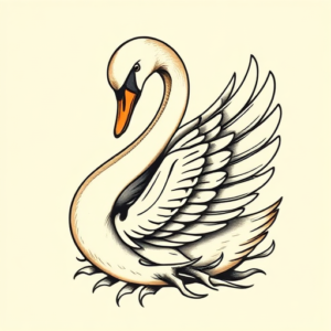 Neo-Traditional Swan Tattoo
