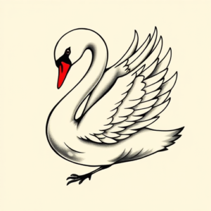 Neo-Traditional Swan Tattoo