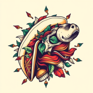 Neo-Traditional Taco Tattoo