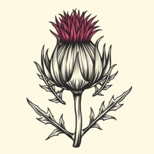 Neo-Traditional Thistle Tattoo