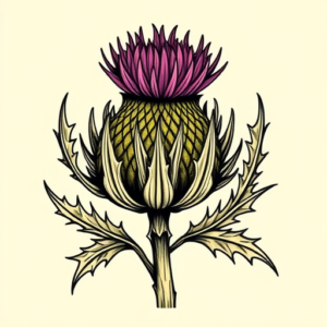 Neo-Traditional Thistle Tattoo
