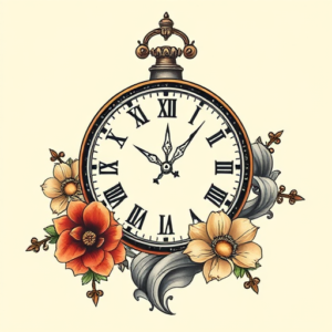 Neo-Traditional Time Tattoo