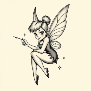 Neo-Traditional Tinkerbell Tattoo