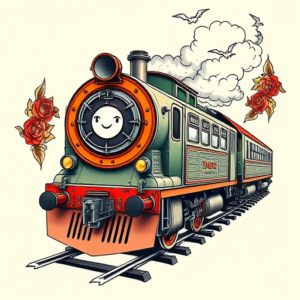 Neo-Traditional Train Tattoo