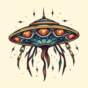 Neo-Traditional Ufo Tattoo
