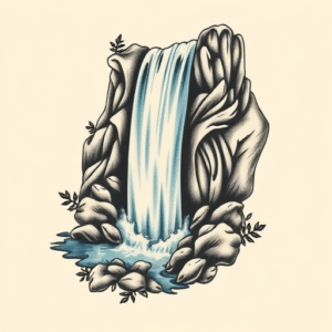 Neo-Traditional Waterfall Tattoo