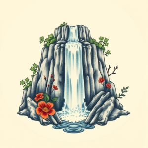 Neo-Traditional Waterfall Tattoo