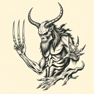 Neo-Traditional Wendigo Tattoo