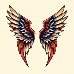 Neo-Traditional Wings Tattoo