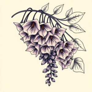 Neo-Traditional Wisteria Tattoo