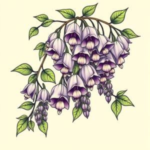 Neo-Traditional Wisteria Tattoo