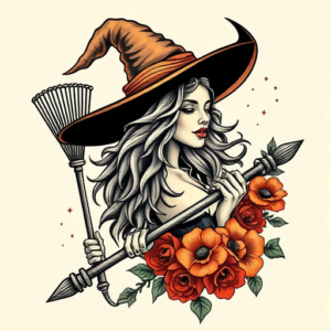 Neo-Traditional Witch Tattoo