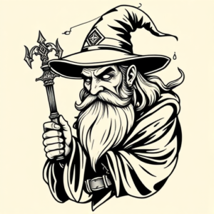 Neo-Traditional Wizard Tattoo