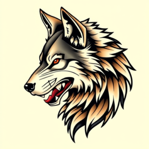 Neo-Traditional Wolf Tattoo