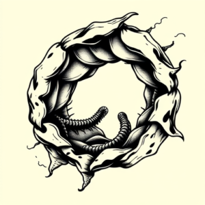 Neo-Traditional Wormhole Tattoo