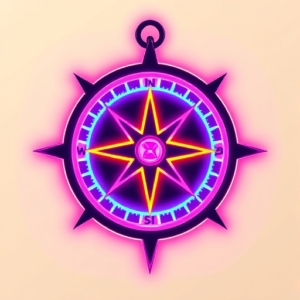 Neon Compass Tattoo