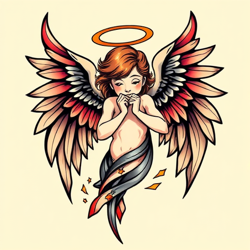 New School Angel Tattoo