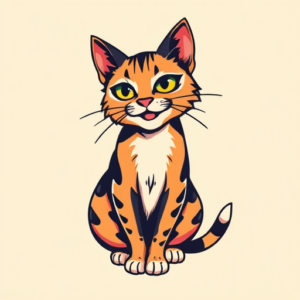 New School Cat Tattoo