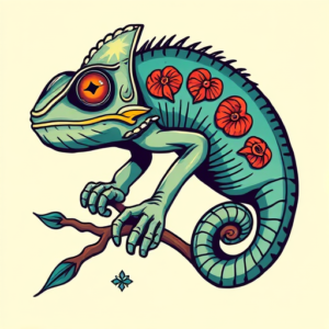 New School Chameleon Tattoo