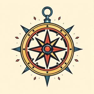New School Compass Tattoo