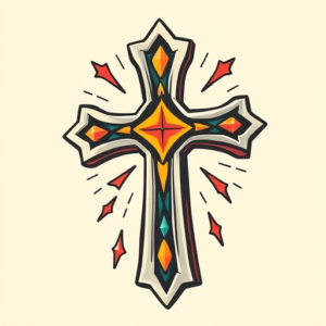 New School Cross Tattoo