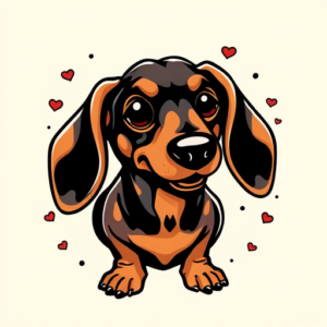 New School Dachshund Tattoo