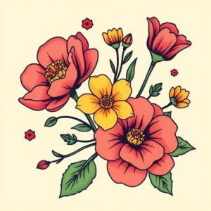 New School Floral Tattoo