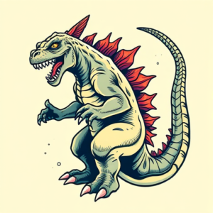 New School Godzilla Tattoo