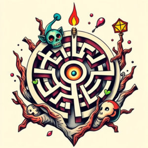 New School Labyrinth Tattoo