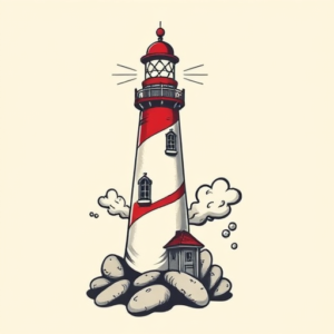 New School Lighthouse Tattoo